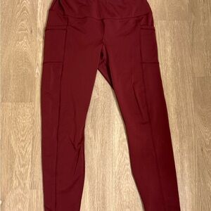 90 Degree By Reflex Red Leggings with High Waist Support